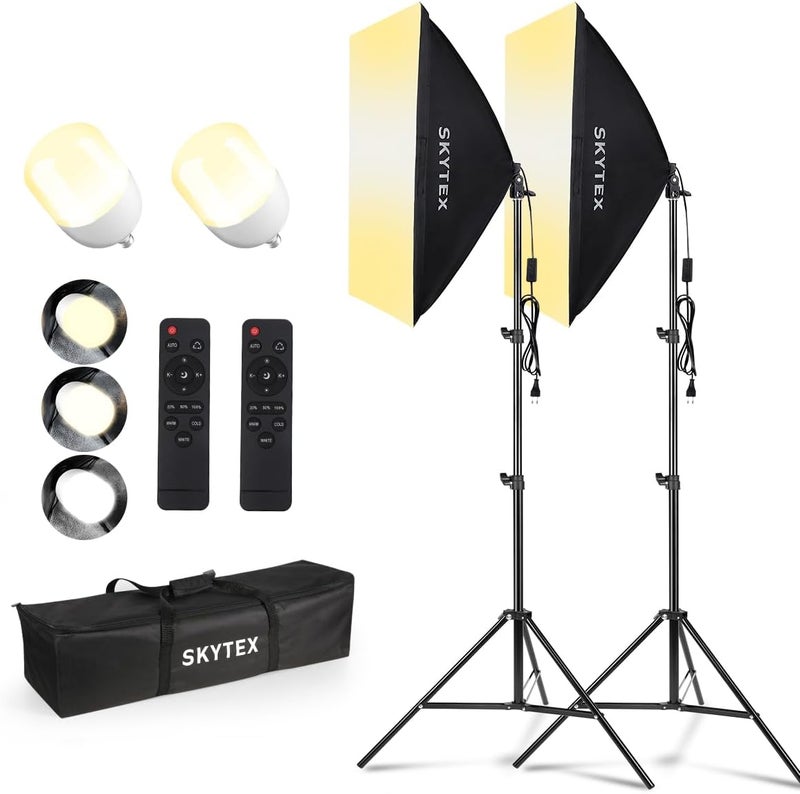 Skytex Softbox Lighting Kit 2Pack,20x28in Soft Box |Upgrade 135W 2700-6400K 100V-240V AC E27 LEDBulb Continuous Photography Lighting,Photo Studio Lights Equipment for Camera Shooting,Video Recording - Image 1